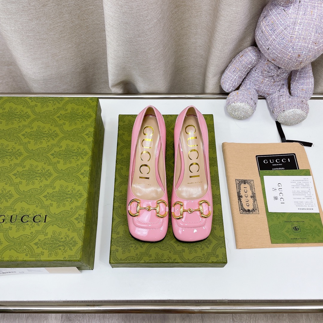 Gucci Women’s Mid-Heel Ballet Flat With Horsebit Light Pink For Women GG