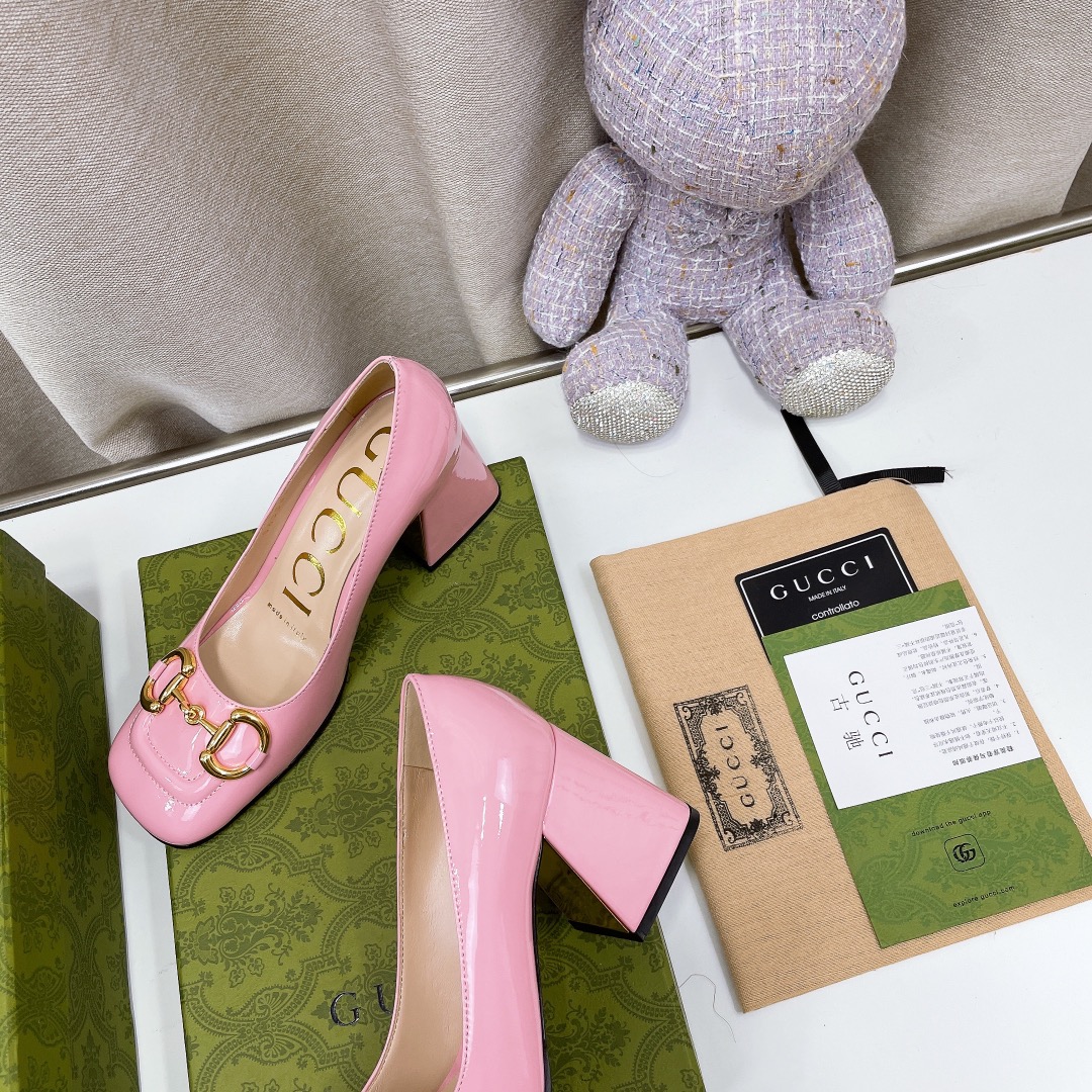 Gucci Women’s Mid-Heel Ballet Flat With Horsebit Light Pink For Women GG