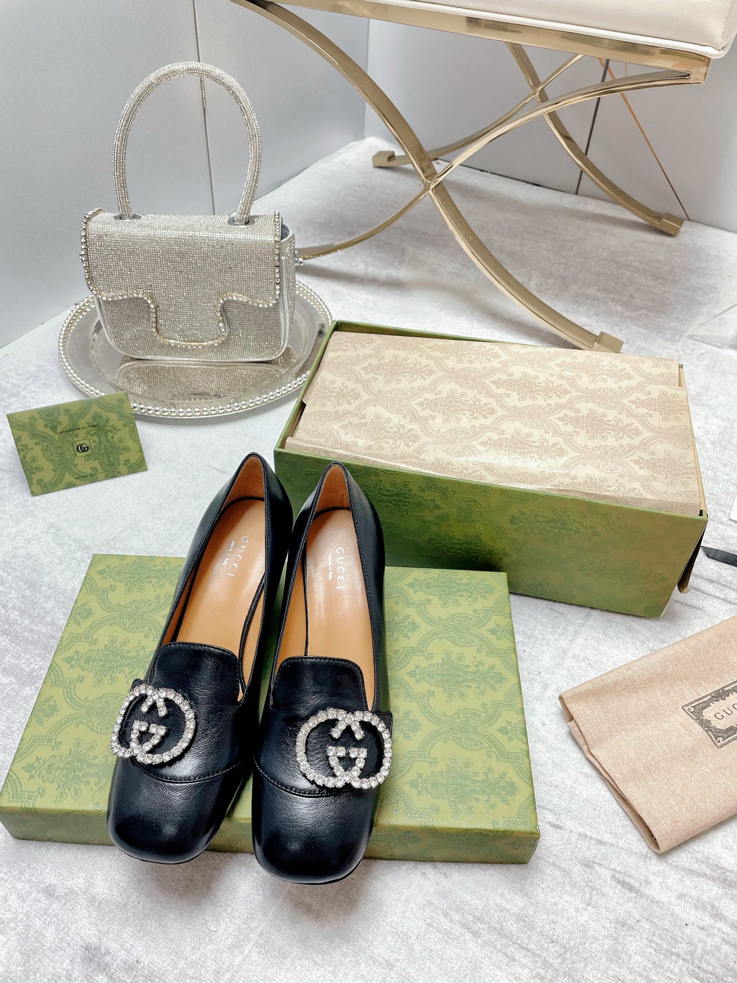 Gucci Women’s Mid-Heel Pump With GG Logo Black For Women GG