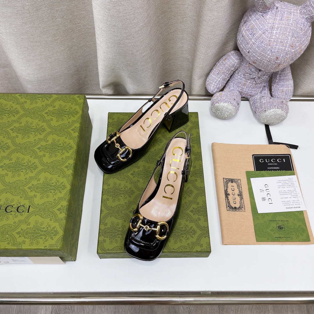Gucci Women’s Mid-Heel Slingback With Horsebit Black For Women GG 643892 BNC00 1000