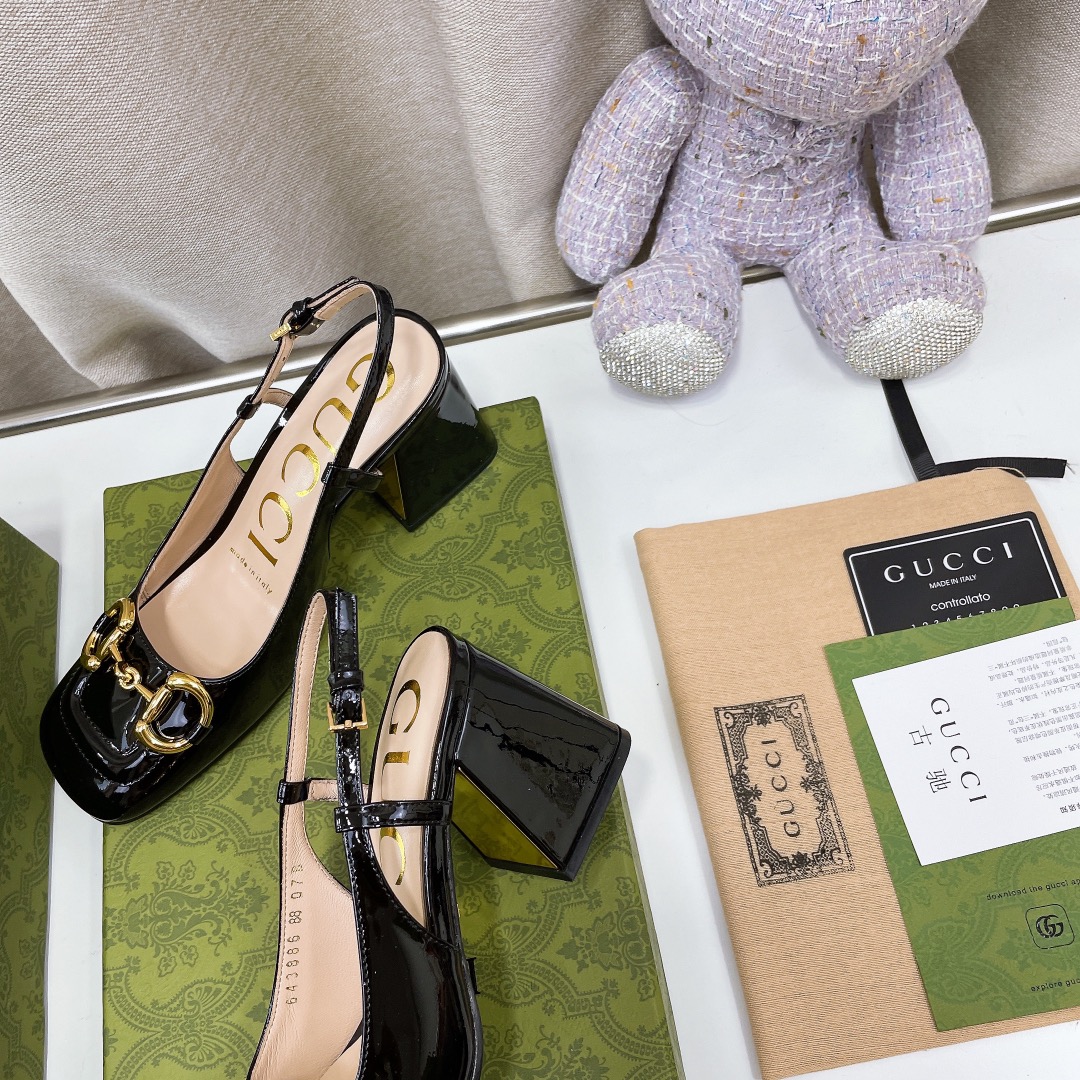 Gucci Women’s Mid-Heel Slingback With Horsebit Black For Women GG 643892 BNC00 1000