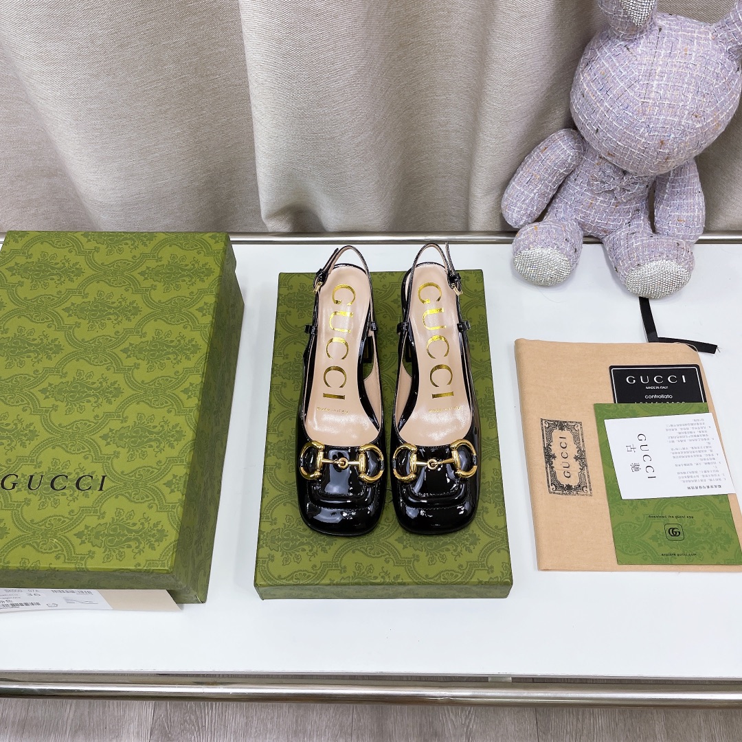 Gucci Women’s Mid-Heel Slingback With Horsebit Black For Women GG 643892 BNC00 1000