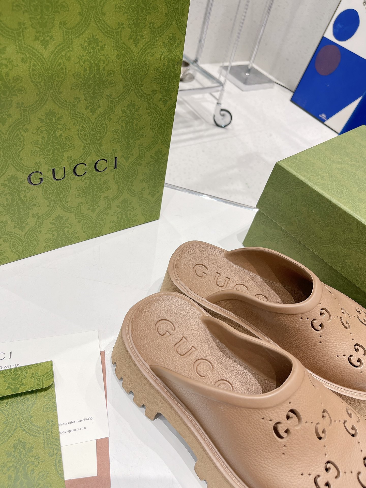 Gucci Women’s Platform Perforated G Sandal Brown For Women GG