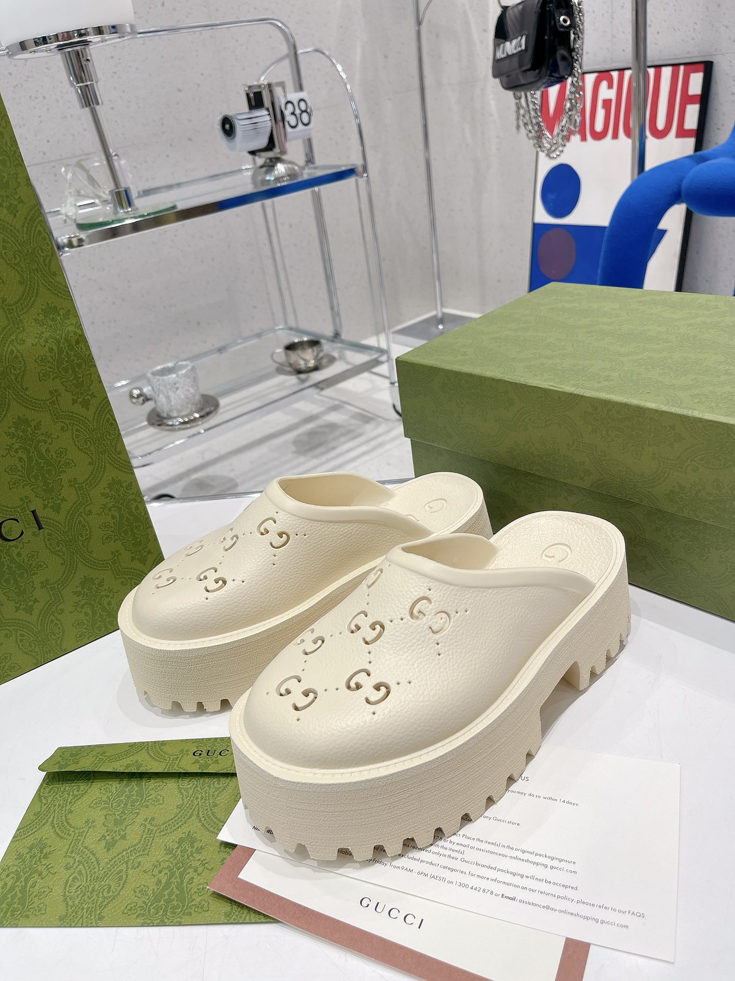 Gucci Women’s Platform Perforated G Sandal White For Women GG