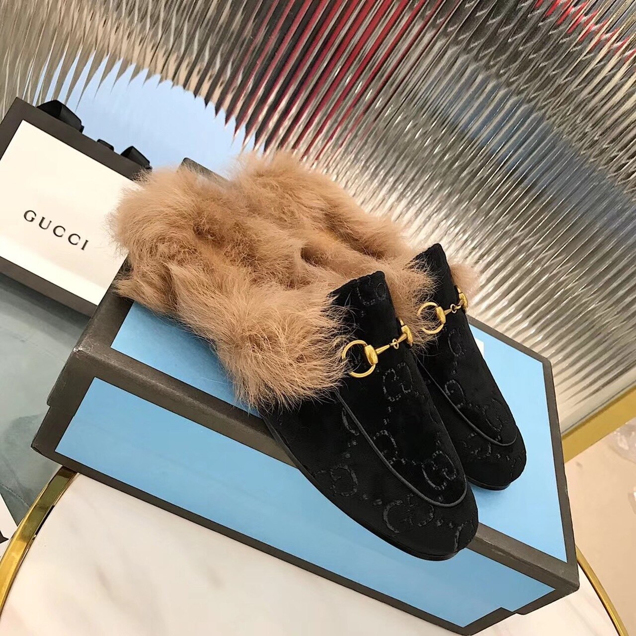 Gucci Women’s Princetown Slipper Mules By Velvet Black For Women GG