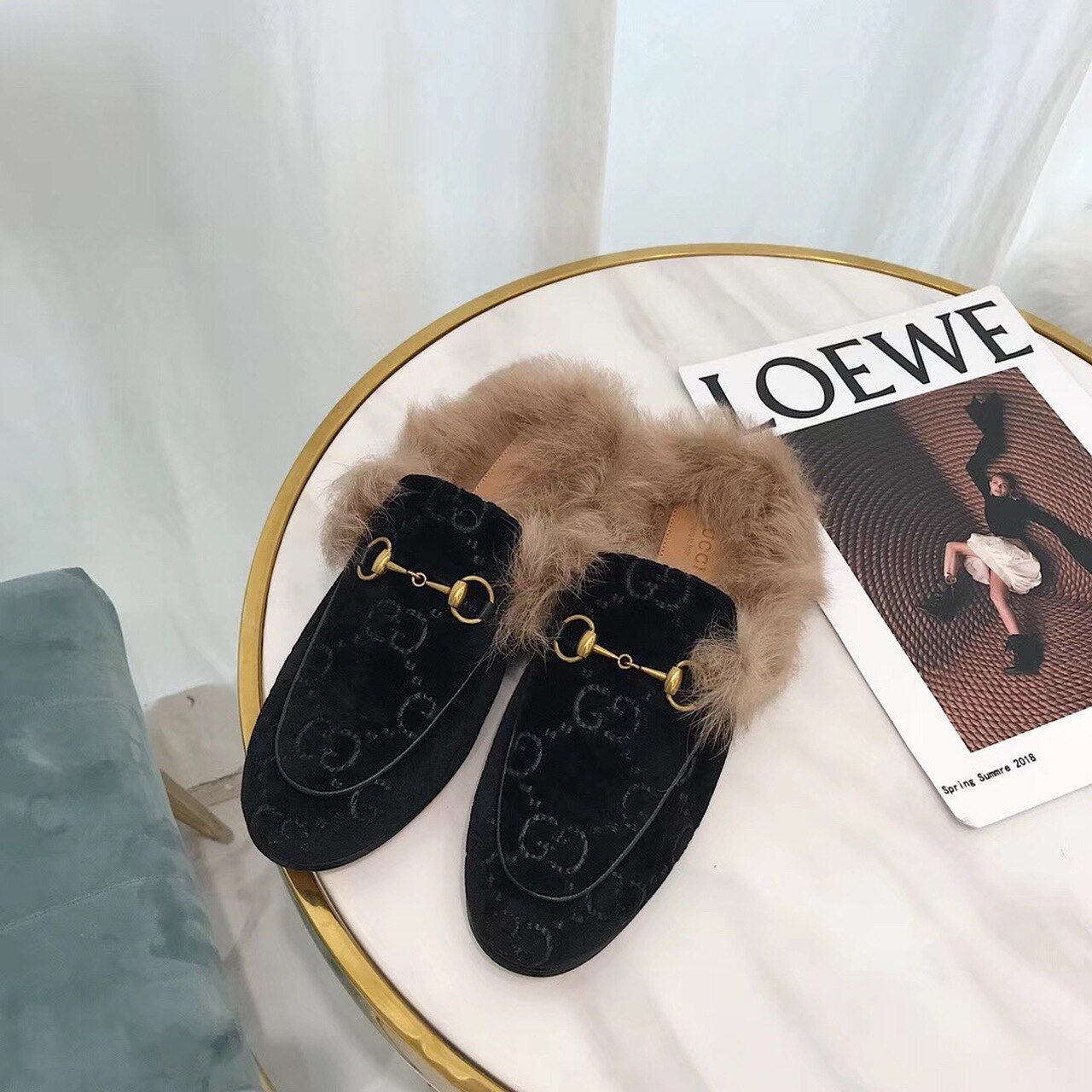 Gucci Women’s Princetown Slipper Mules By Velvet Black For Women GG