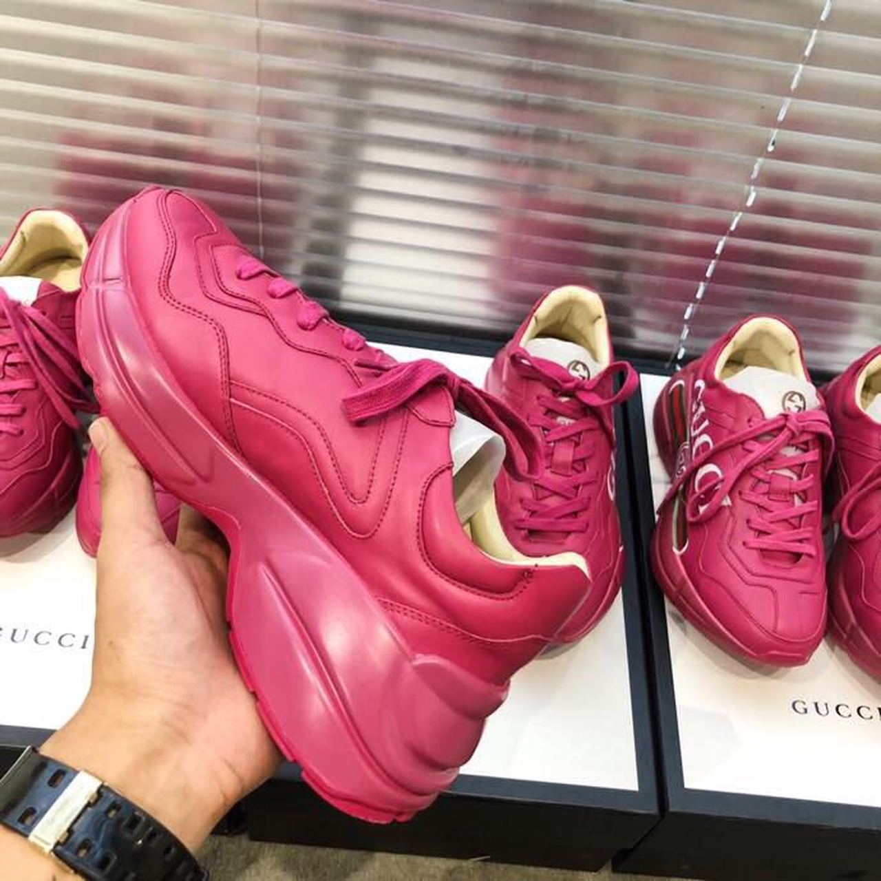 Gucci Women’s Rhyton Gucci Logo Sneaker Pink For Women GG