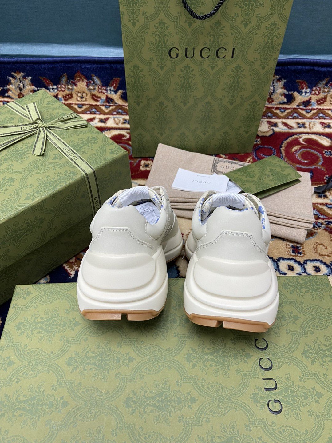 Gucci Women’s Rhyton Sneaker GG With NY Yankess White Ivory For Women 548638 DRW00 9022