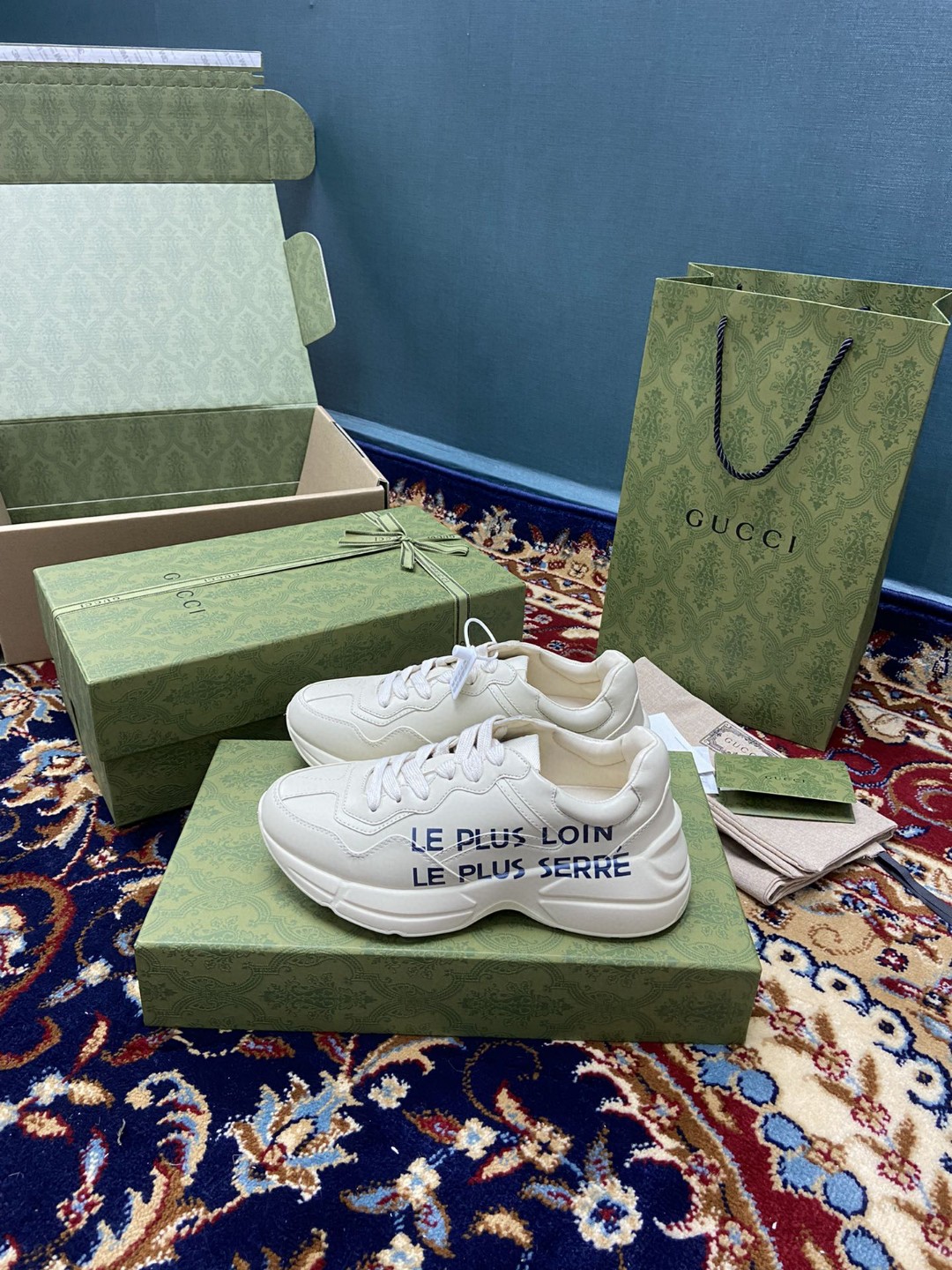 Gucci Women’s Rhyton Sneaker With Anchor White Ivory For Women 576052