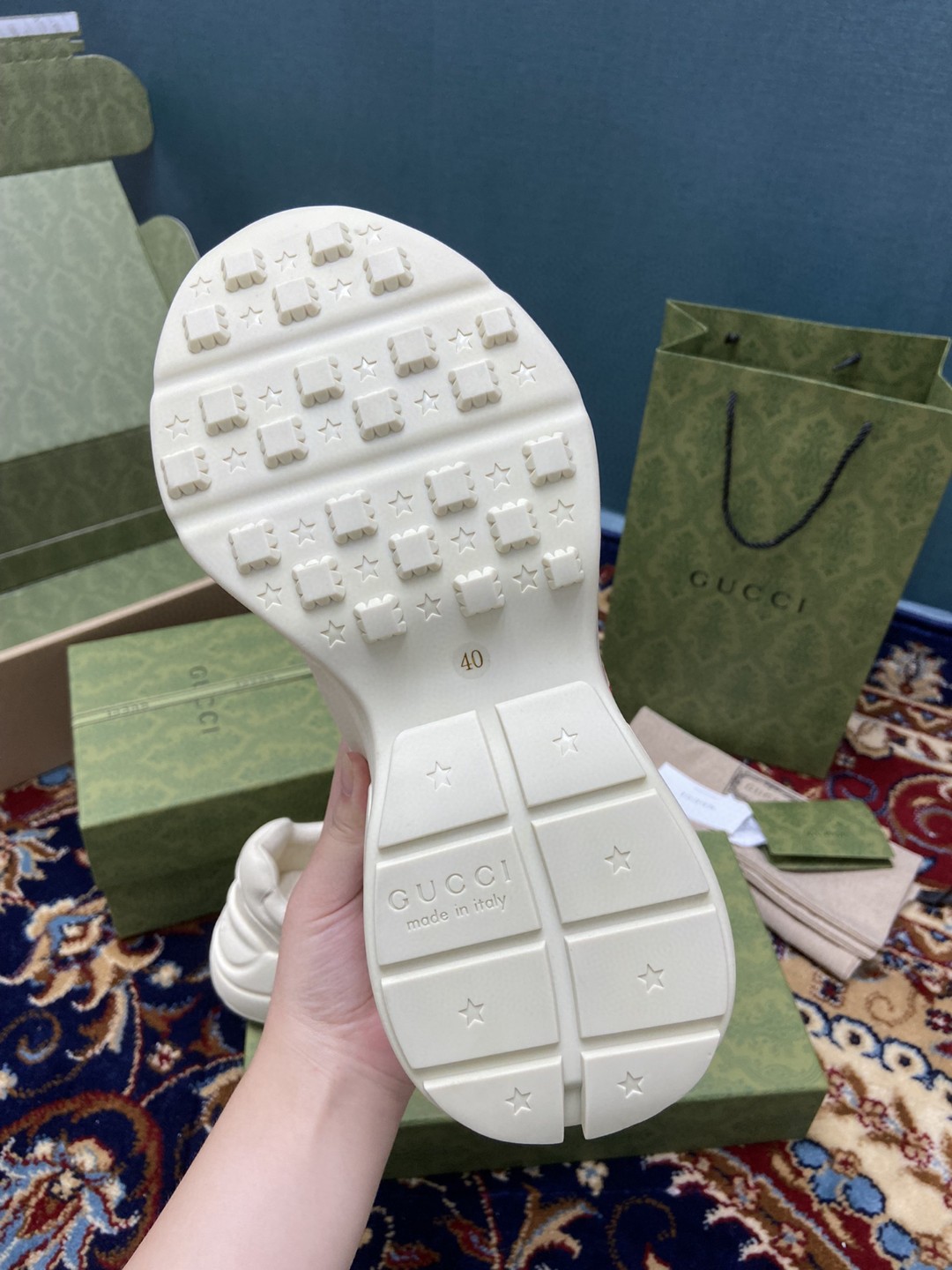 Gucci Women’s Rhyton Sneaker With GG Apple White Ivory For Women 609343 DRW00 9522