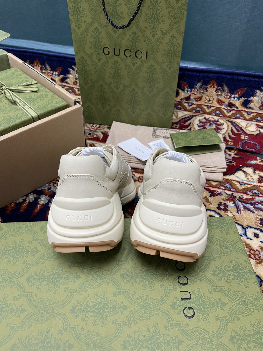 Gucci Women’s Rhyton Sneakers With Logo Print White Ivory For Women 6548636 DRW00 9022