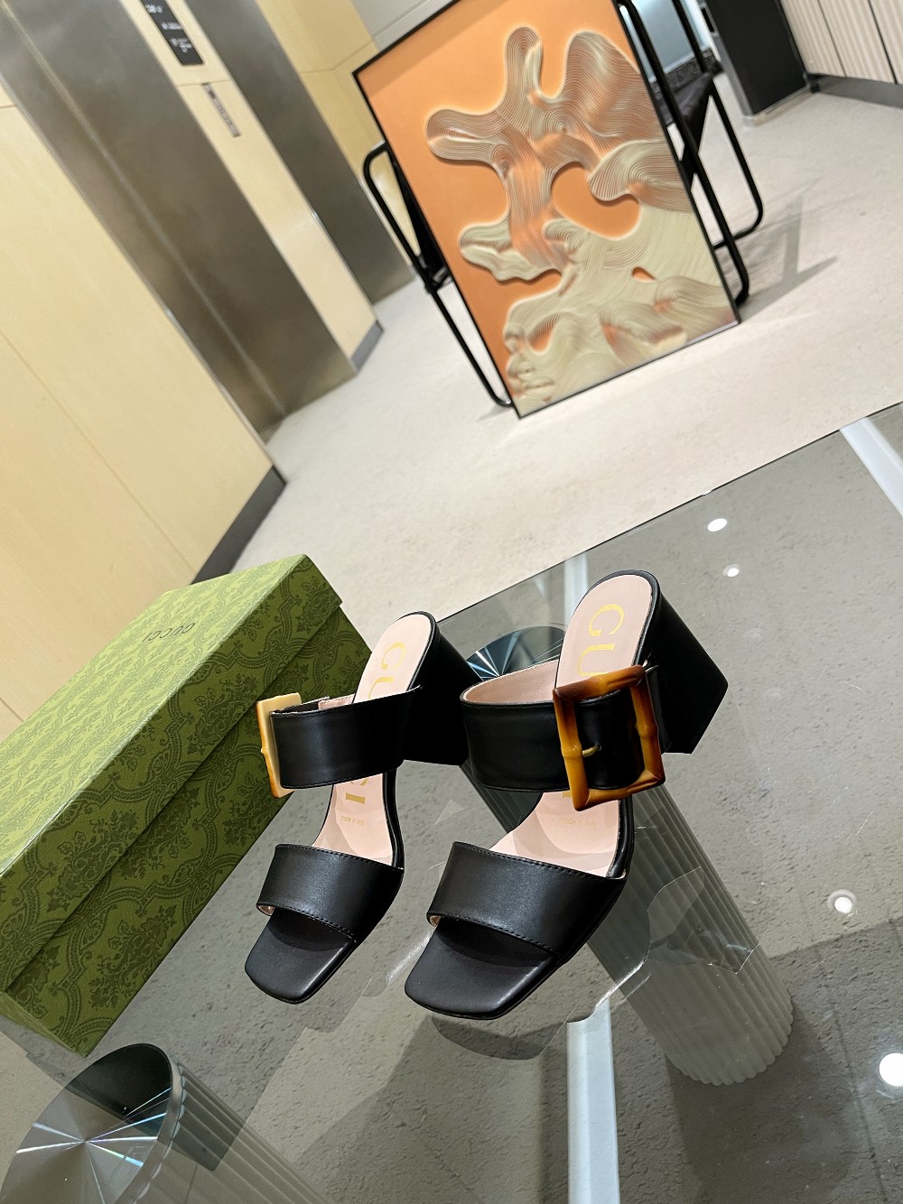 Gucci Women’s Sandal With Bamboo Buckle Black For Women GG