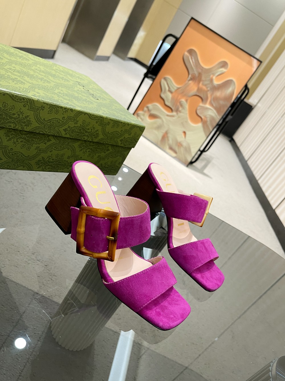 Gucci Women’s Sandal With Bamboo Buckle Purple For Women GG