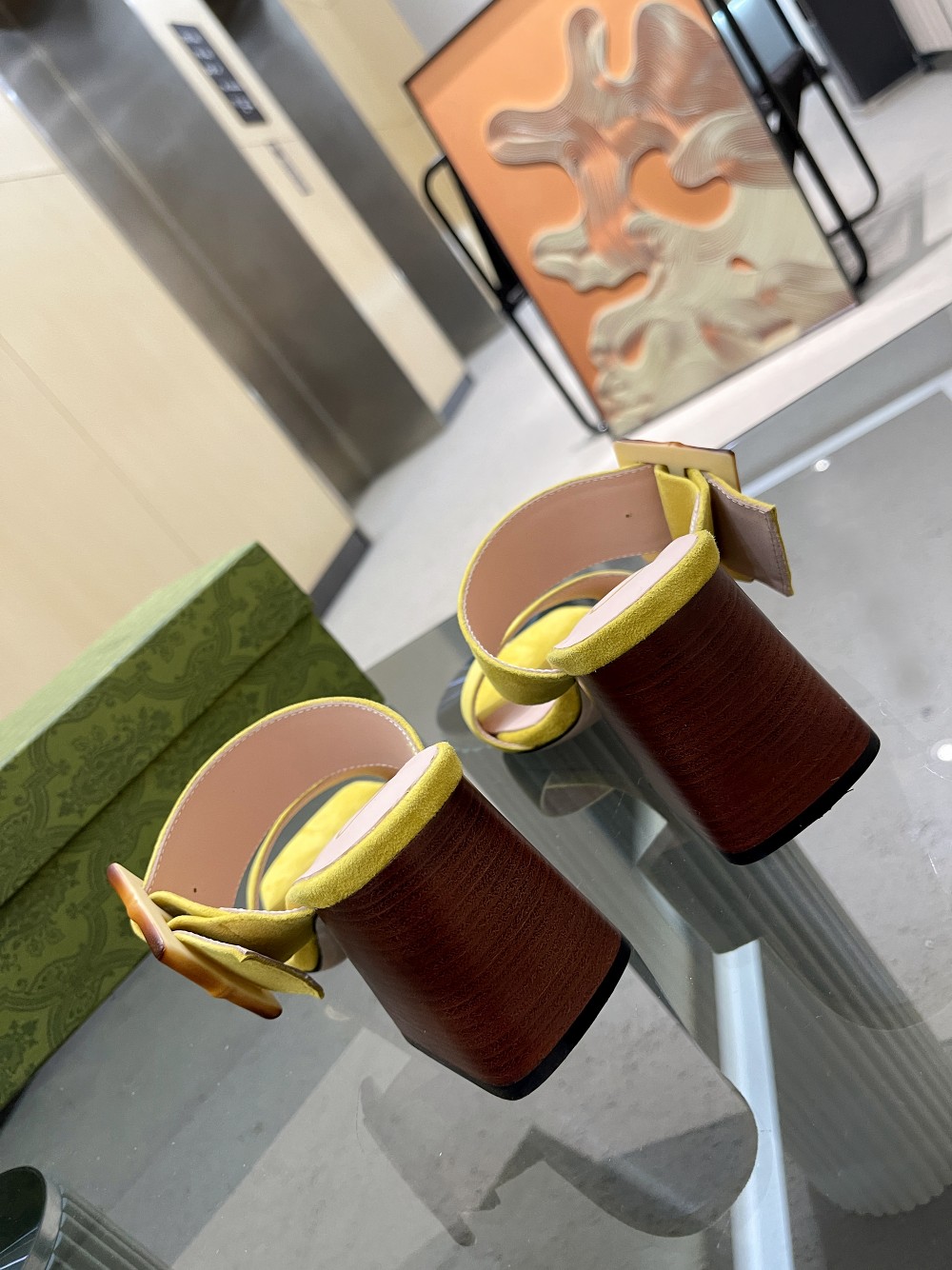 Gucci Women’s Sandal With Bamboo Buckle Yellow For Women GG