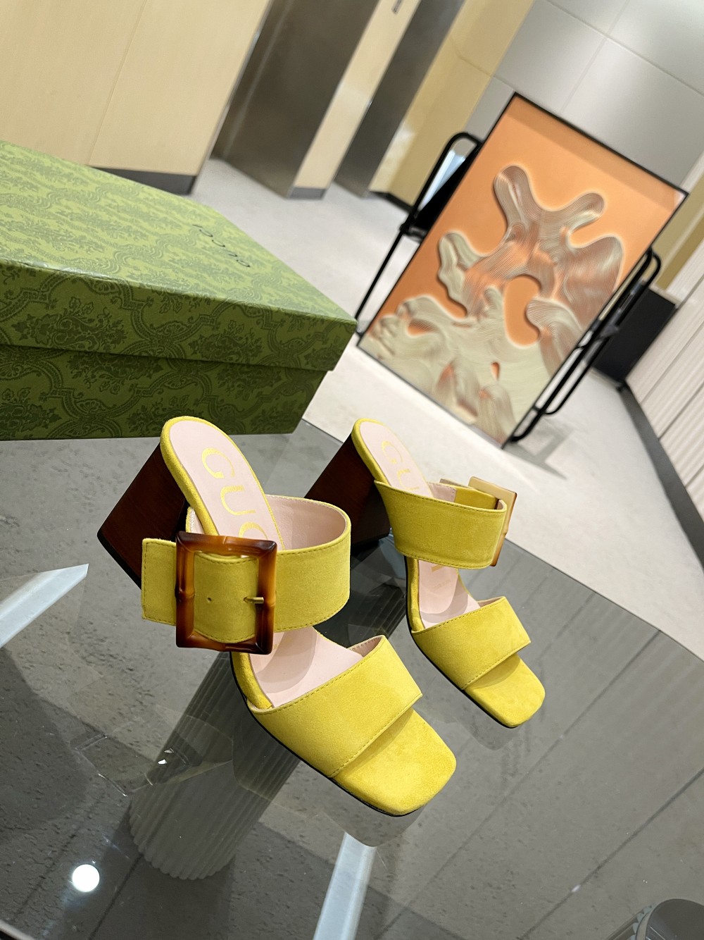 Gucci Women’s Sandal With Bamboo Buckle Yellow For Women GG