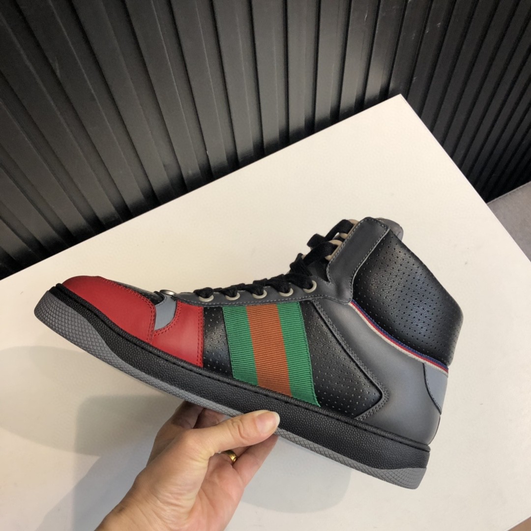 Gucci Women’s Screener Distressed High-Top Sneakers Black For Women 5637309
