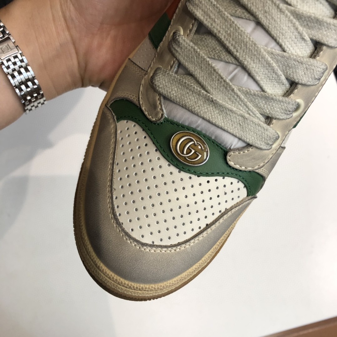 Gucci Women’s Screener Distressed High Top Off-White Green For Women 5637309