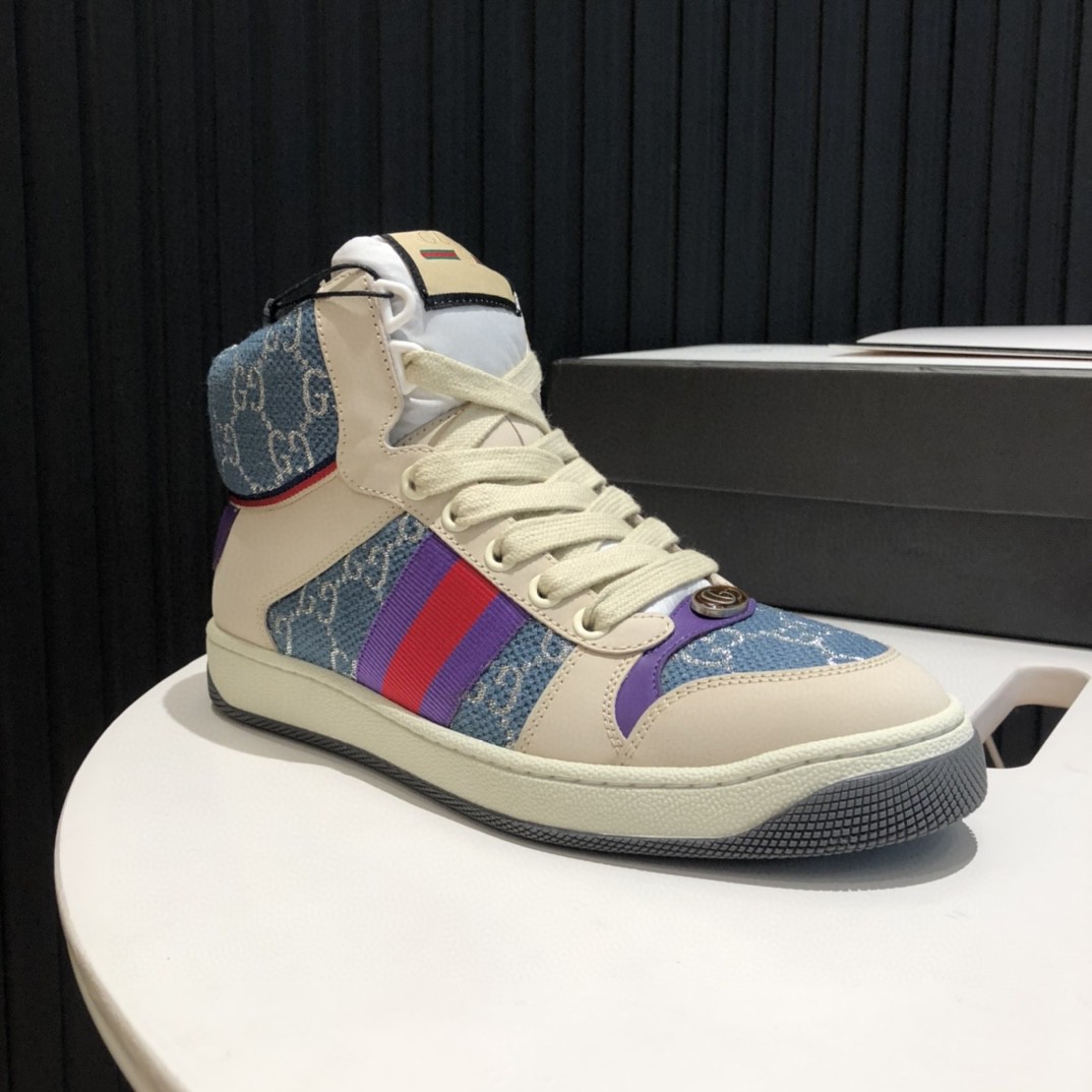 Gucci Women’s Screener GG High-Top Blue For Women 5637309