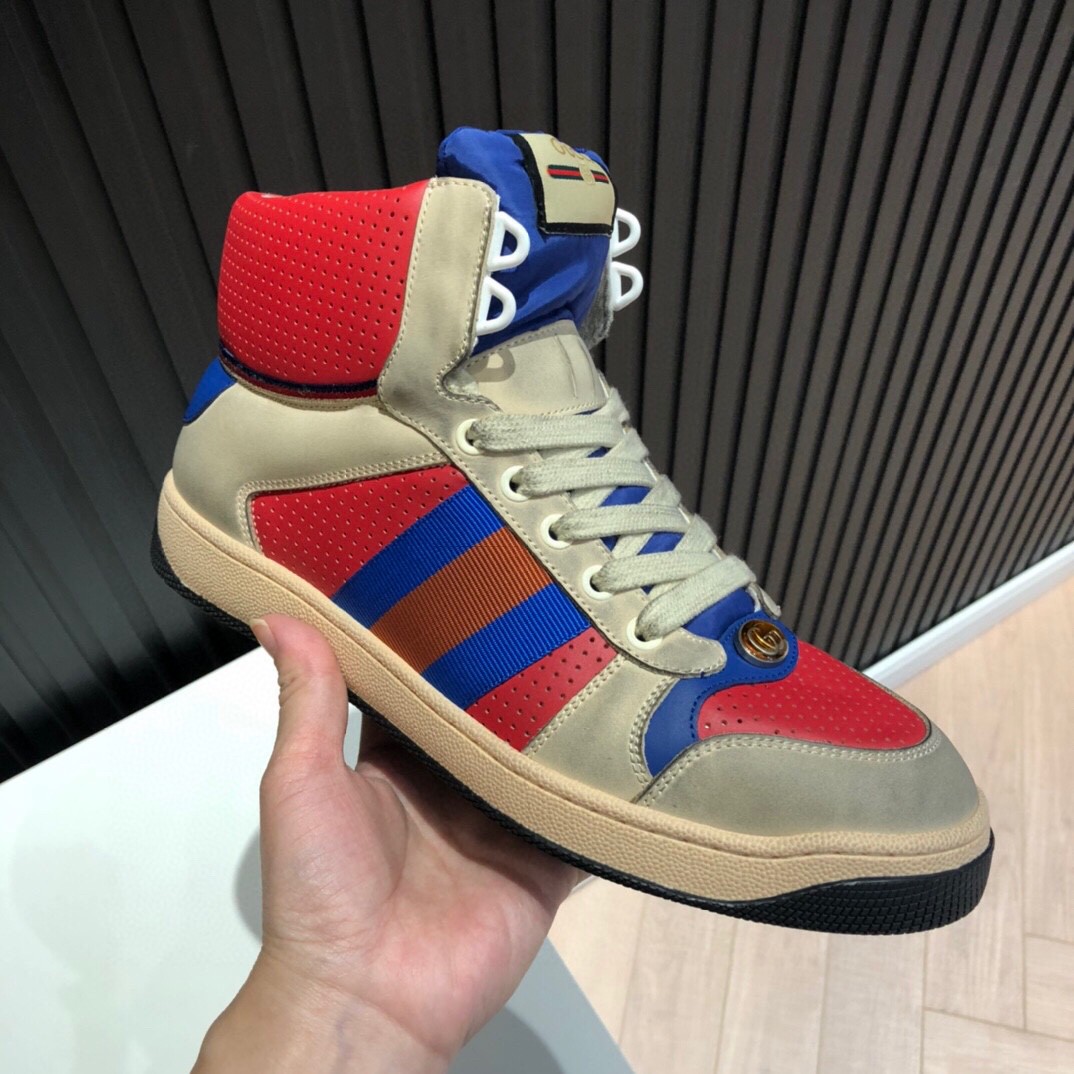 Gucci Women’s Screener High-Top White Red Blue For Women 5637309