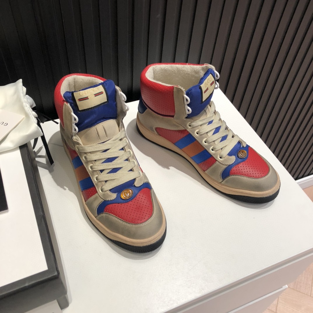 Gucci Women’s Screener High-Top White Red Blue For Women 5637309