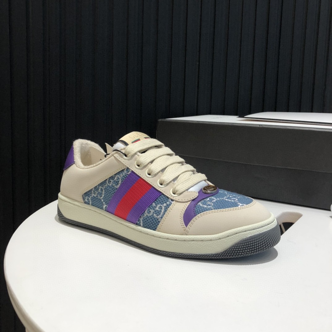 Gucci Women’s Screener Low-Top Blue GG Lamé For Women 577684 2C830 4690