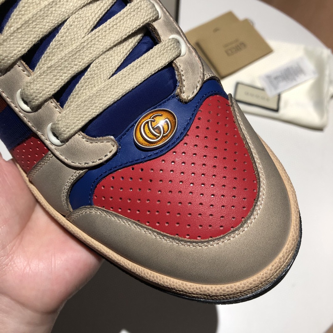 Gucci Women’s Screener Low-Top White Red Blue For Women 546163