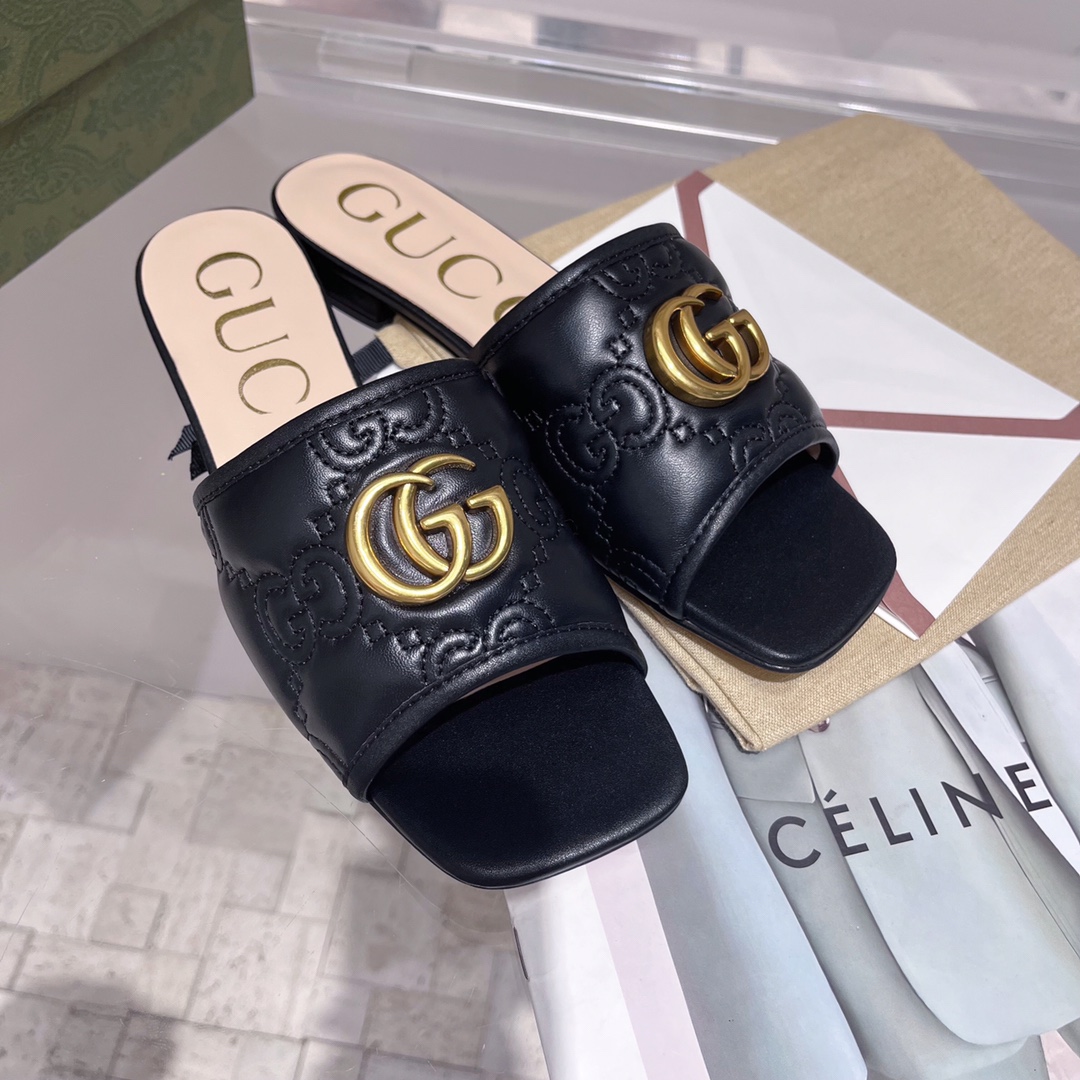 Gucci Women’s Slide Sandal With Double G Black For Women GG