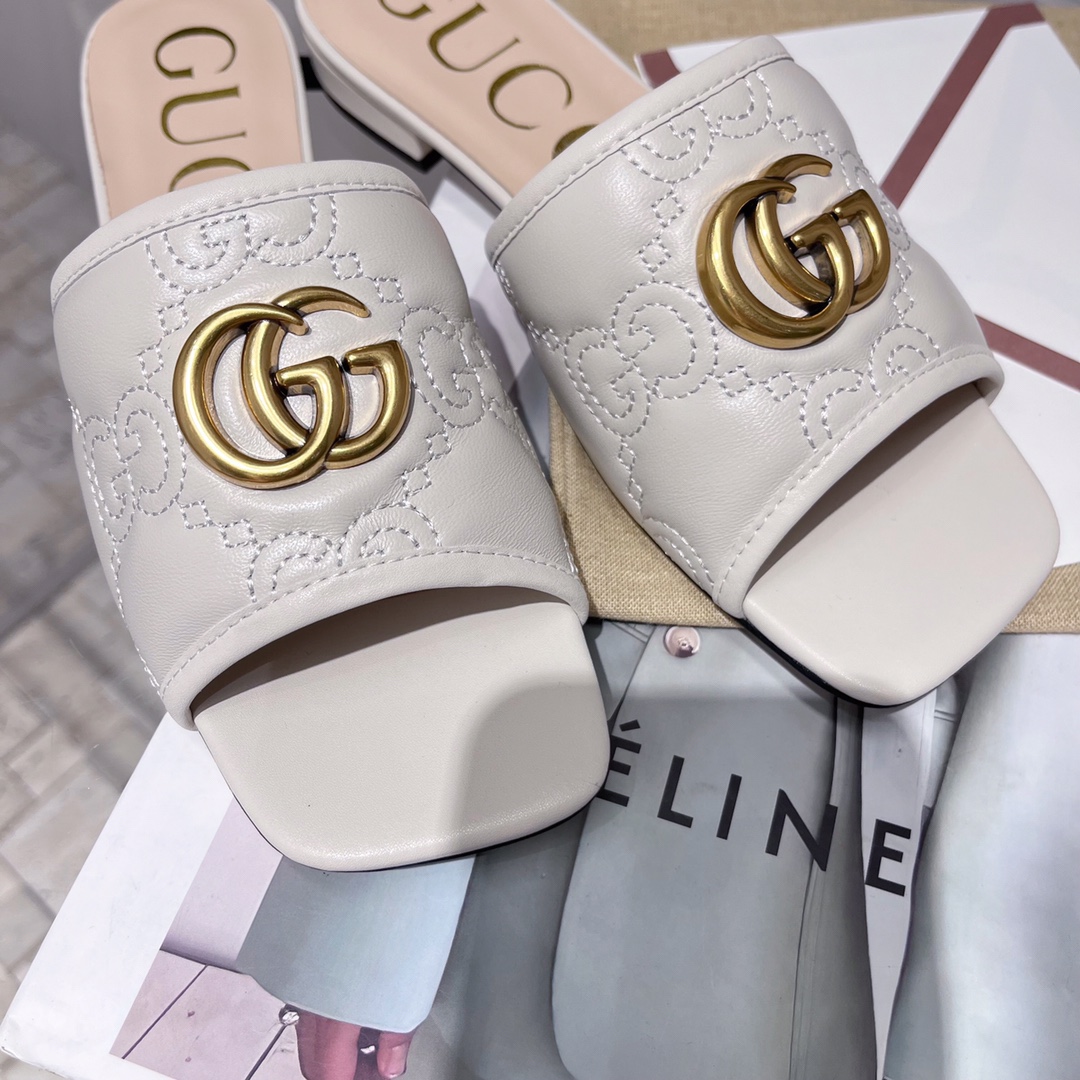 Gucci Women’s Slide Sandal With Double G White For Women GG