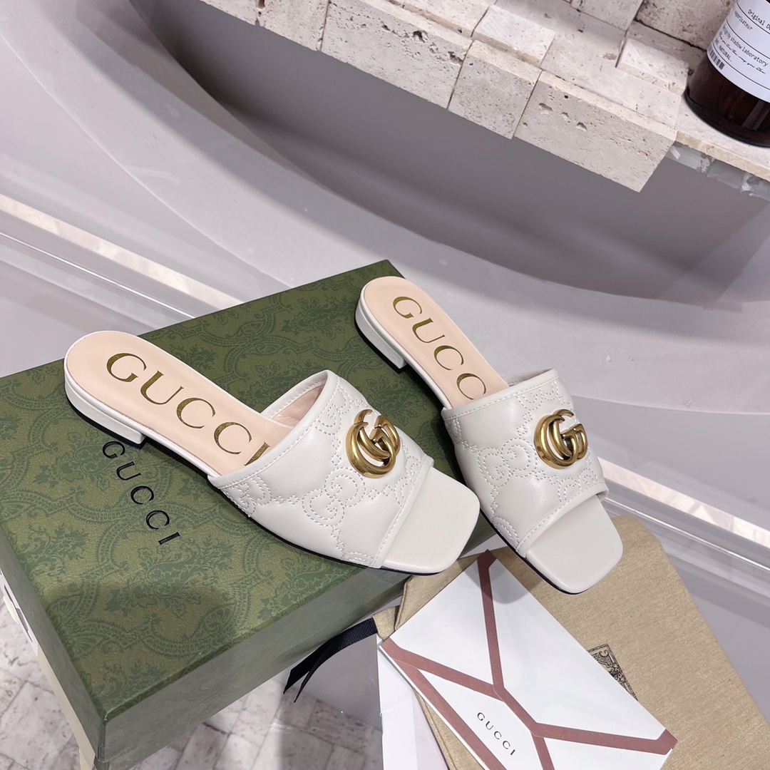 Gucci Women’s Slide Sandal With Double G White For Women GG