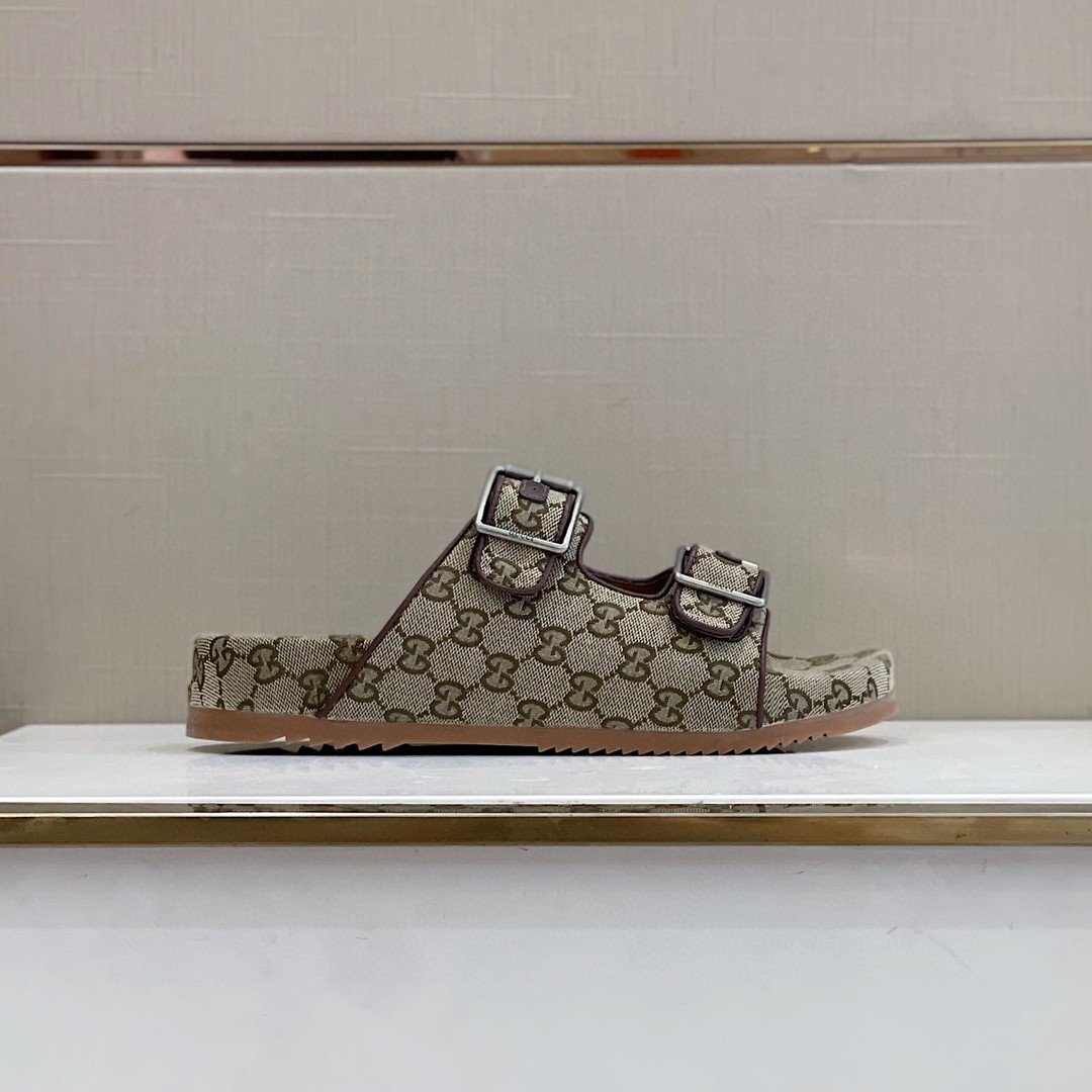 Gucci Women’s Slide Sandal With Straps Beige And Ebony For Women 658020 2HK60 9791