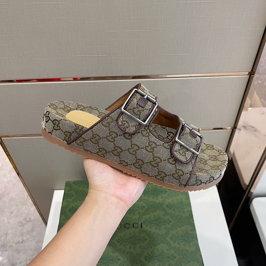Gucci Women’s Slide Sandal With Straps Beige And Ebony For Women 658020 2HK60 9791