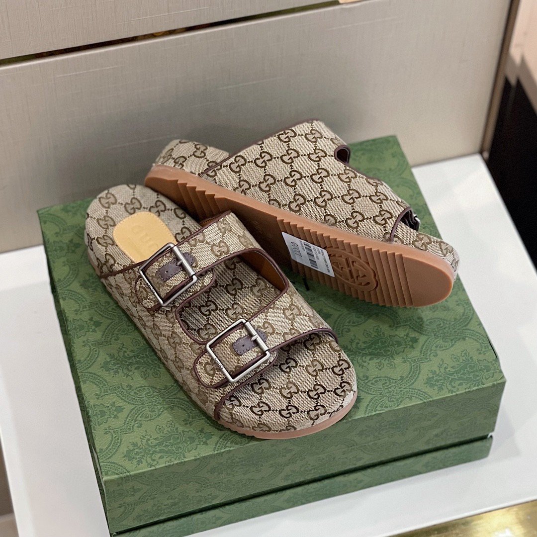 Gucci Women’s Slide Sandal With Straps Beige And Ebony For Women 658020 2HK60 9791