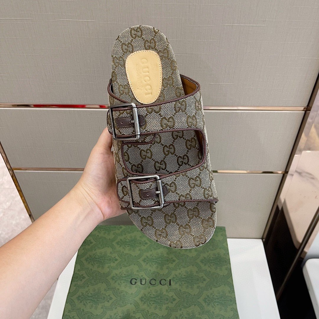 Gucci Women’s Slide Sandal With Straps Beige And Ebony For Women 658020 2HK60 9791