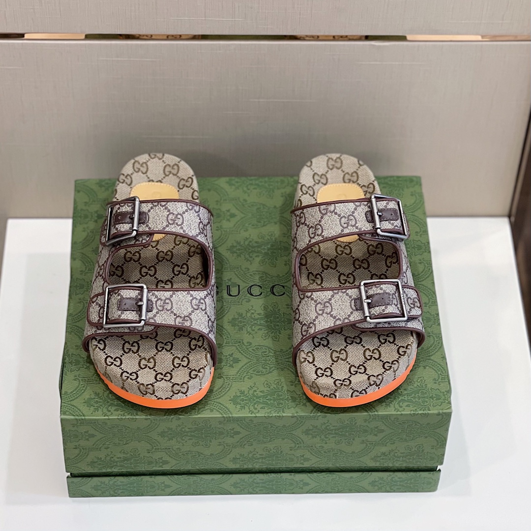 Gucci Women’s Slide Sandal With Straps Beige And Grey For Women GG