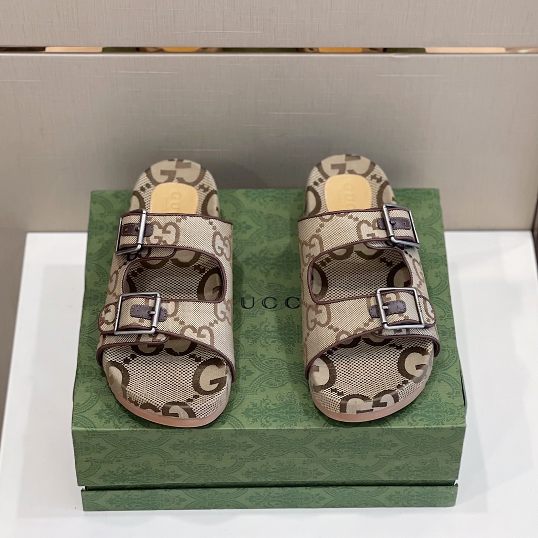 Gucci Women’s Slide Sandal With Straps Beige For Women GG