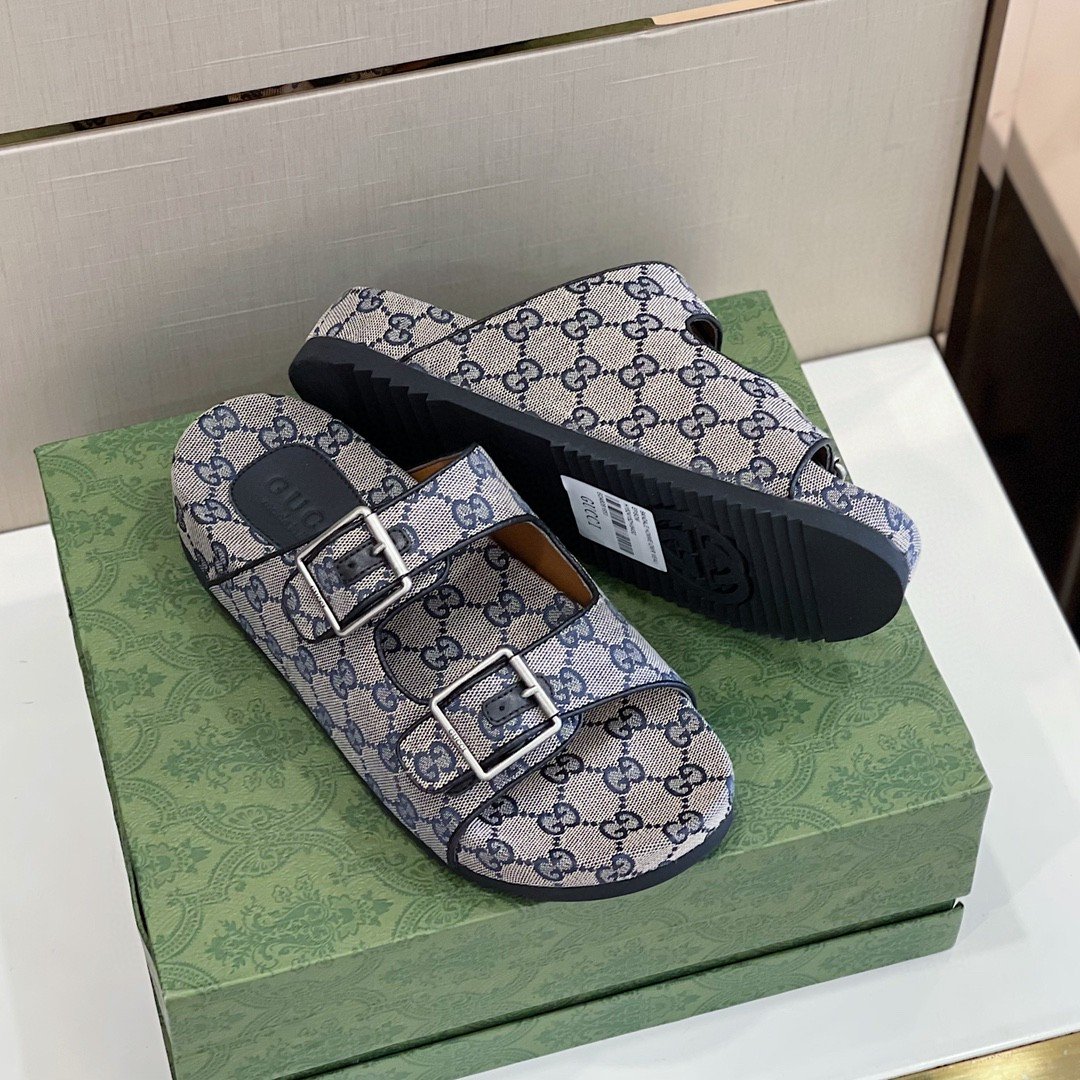 Gucci Women’s Slide Sandal With Straps Blue For Women 658020 2HK60