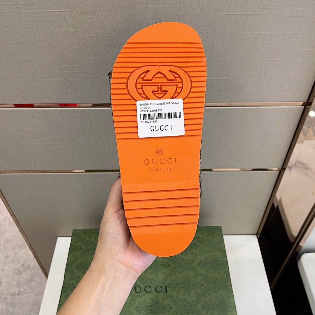 Gucci Women’s Slide Sandal With Straps Gray Orange For Women 658020 2HK60