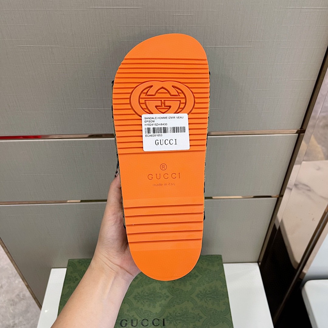 Gucci Women’s Slide Sandal With Straps Orange And Green For Women 658020 2HK60