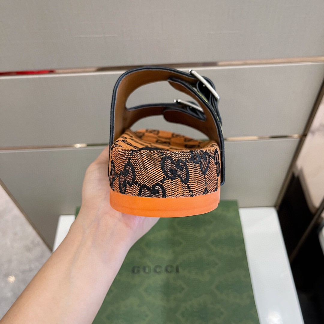 Gucci Women’s Slide Sandal With Straps Orange And Green For Women 658020 2HK60