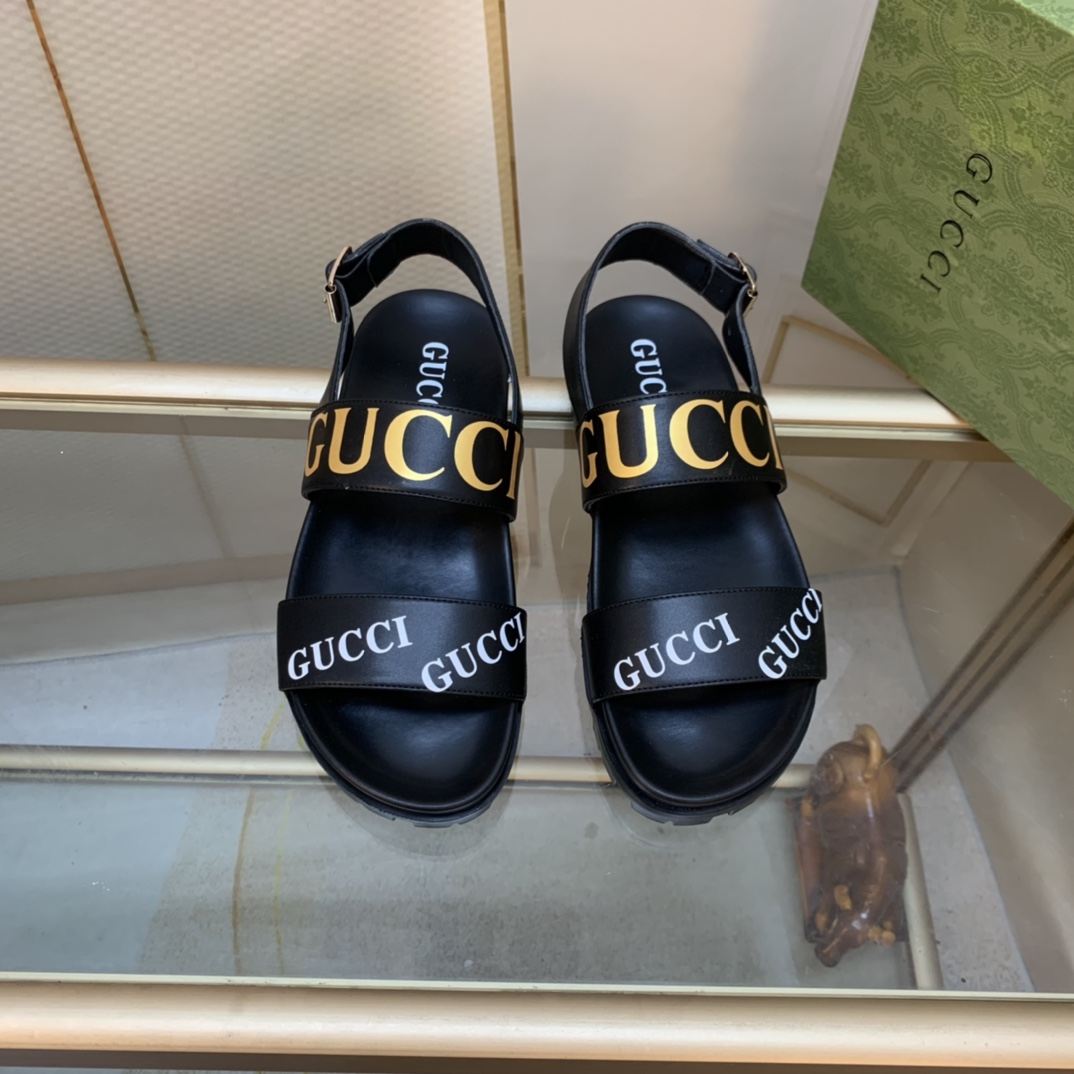 Gucci Women’s Tiger And Buckle Sandal Black For Women GG