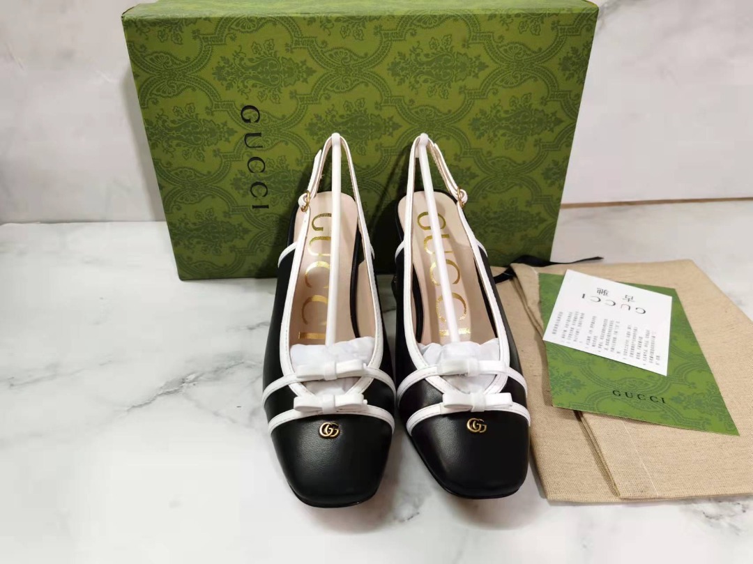 Gucci Women’s Two-Tone Bow Pumps Black For Women GG