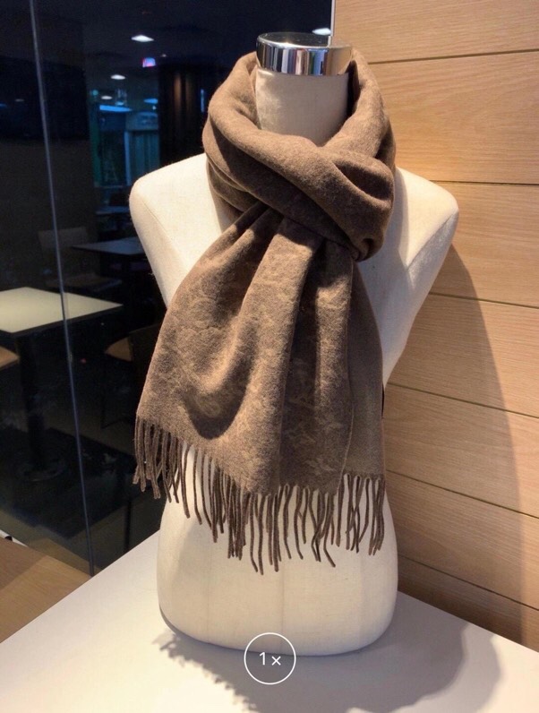 Gucci Wool Stole Pattern Knitted Brown Scarf 180cm/71in