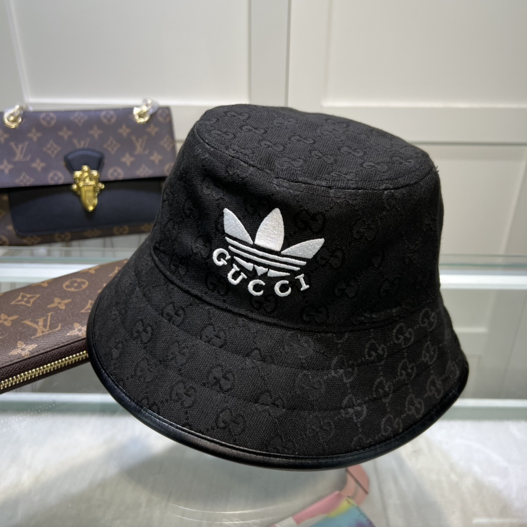 Gucci x Adidas Bucket Hat Black GG Hat
