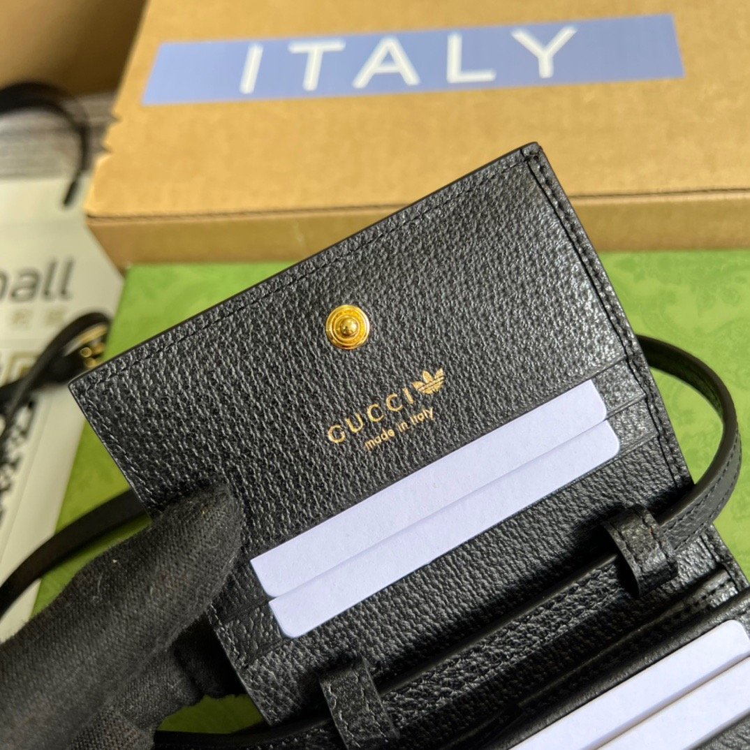 Gucci x Adidas Card Case With Horsebit Black For Women, Women’s Bags 4.2in/11cm GG