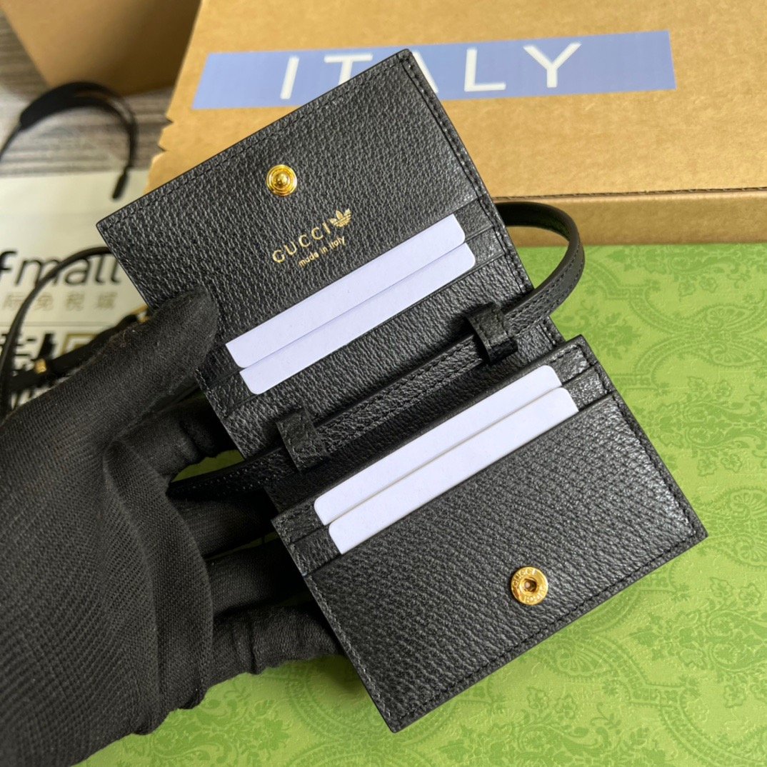 Gucci x Adidas Card Case With Horsebit Black For Women, Women’s Bags 4.2in/11cm GG