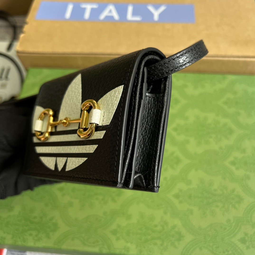 Gucci x Adidas Card Case With Horsebit Black For Women, Women’s Bags 4.2in/11cm GG