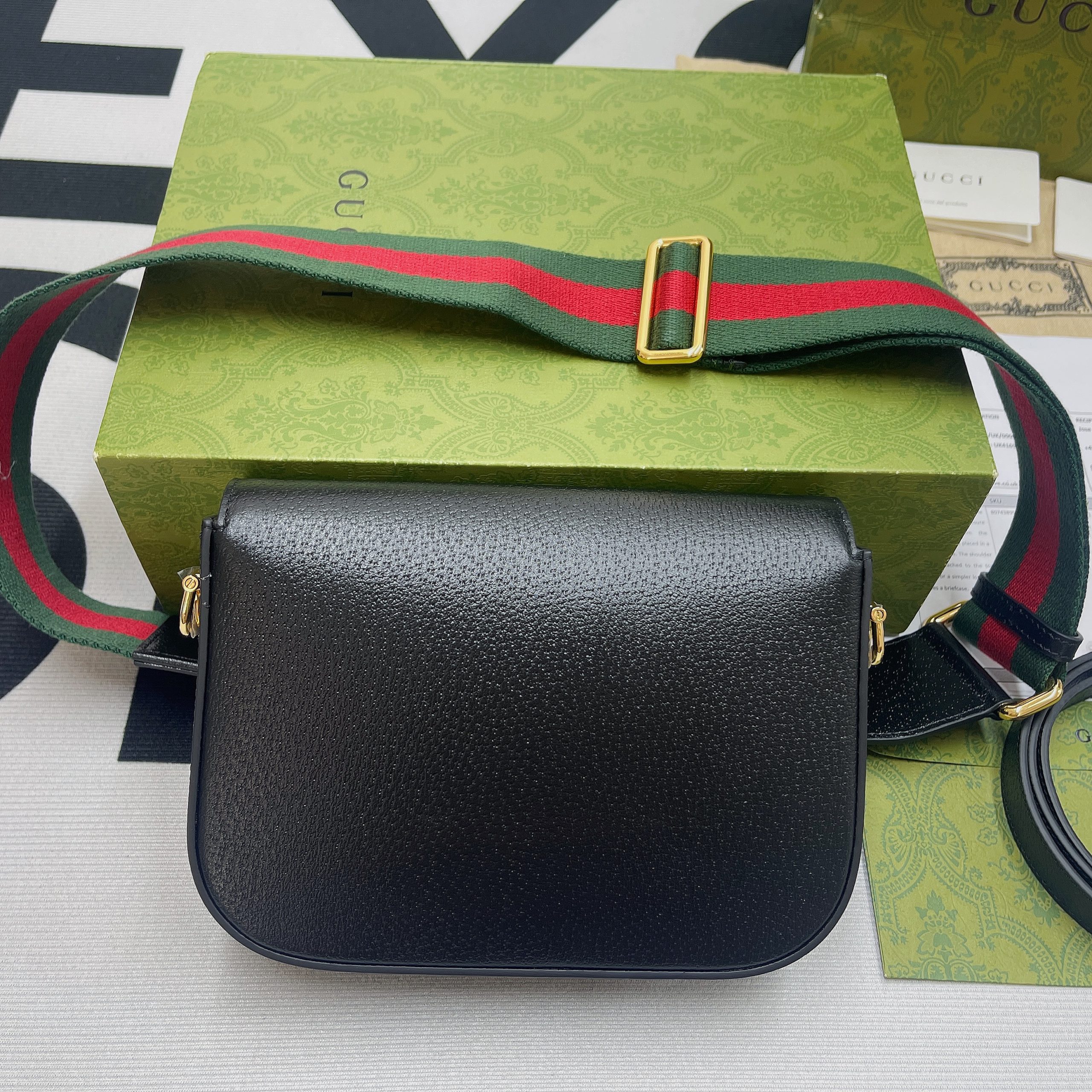 Gucci x Adidas Horsebit 1955 Mini Bag Black For Women, Women’s Bags 8.1in/21cm