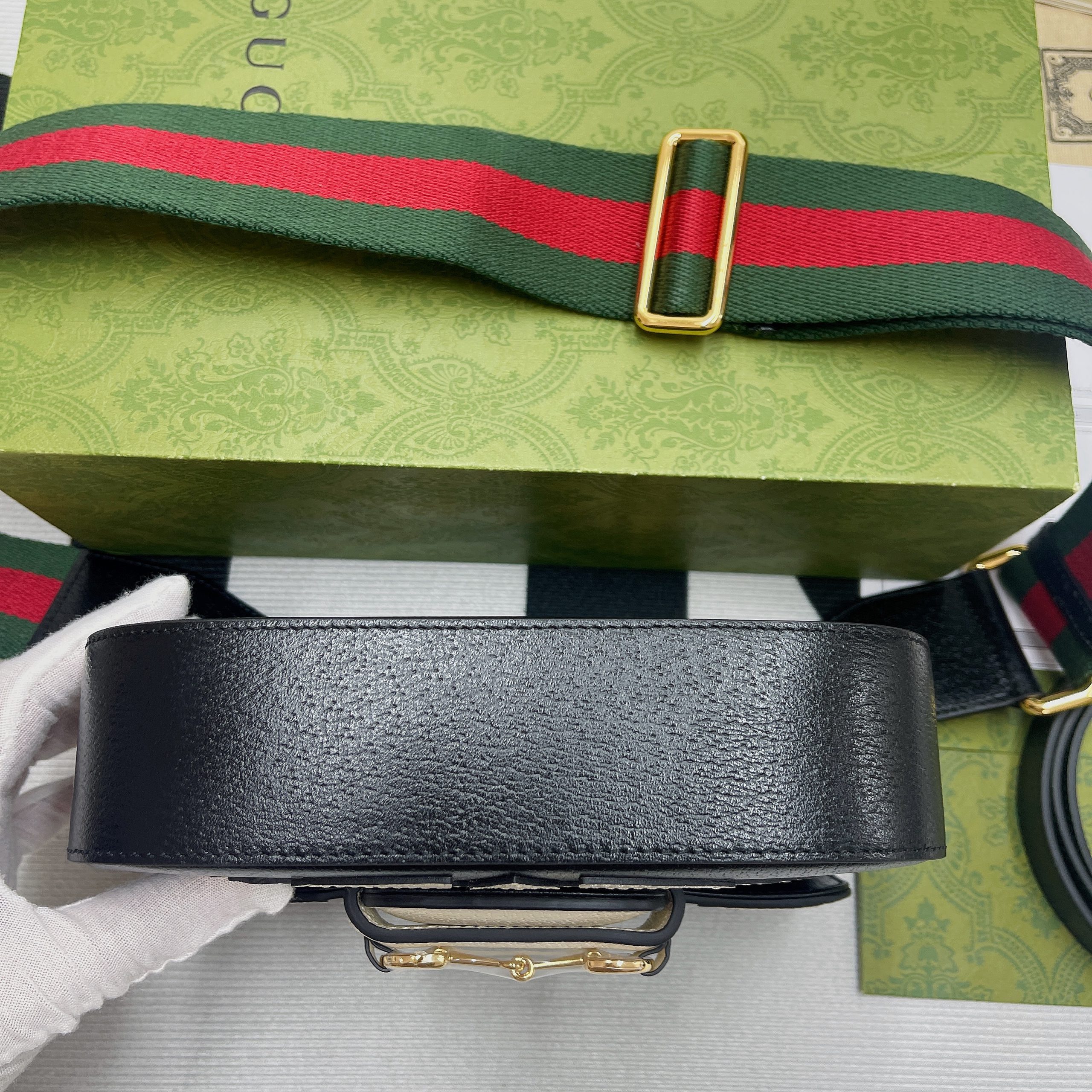 Gucci x Adidas Horsebit 1955 Mini Bag Black For Women, Women’s Bags 8.1in/21cm