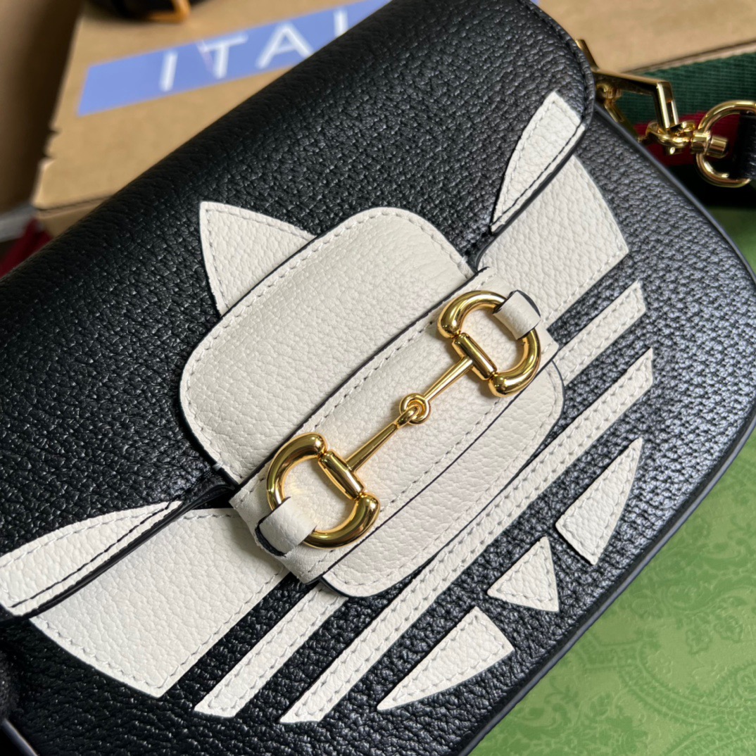 Gucci x Adidas Horsebit 1955 Mini Bag Black For Women, Women’s Bags 8.1in/21cm