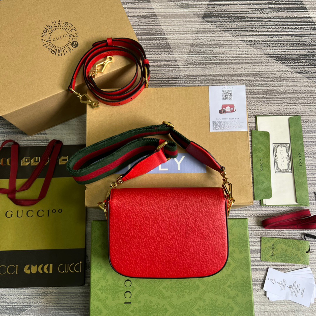 Gucci x Adidas Horsebit 1955 Mini Bag Red For Women, Women’s Bags 8.1in/21cm GG 658574ZDG 6563